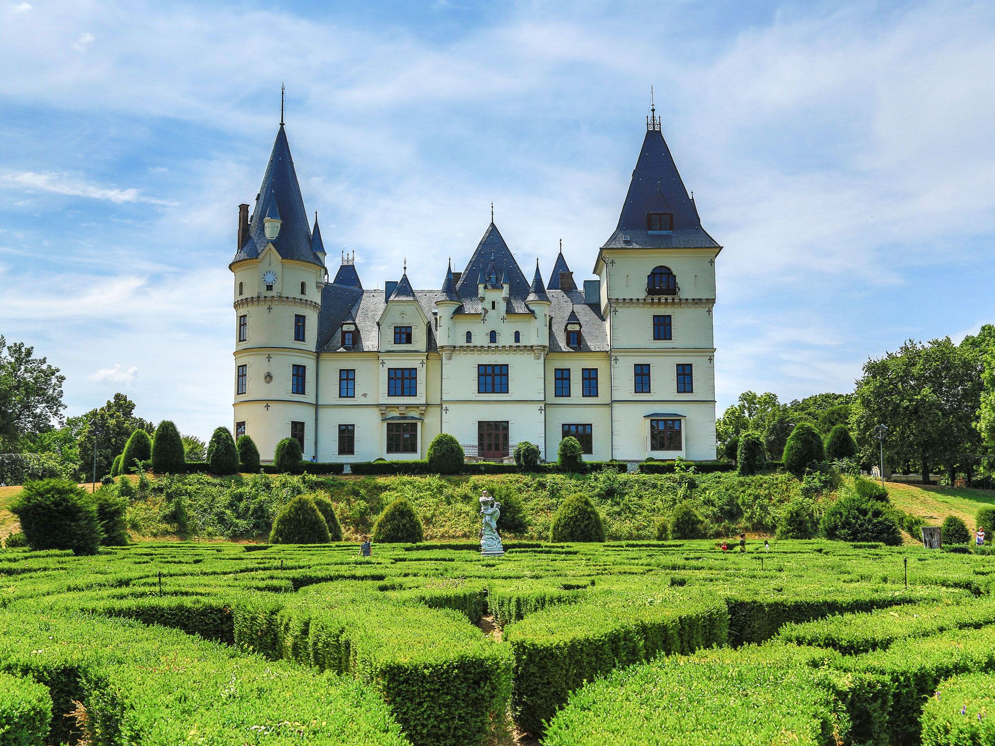 Castle over looking hedge maze in Hungary