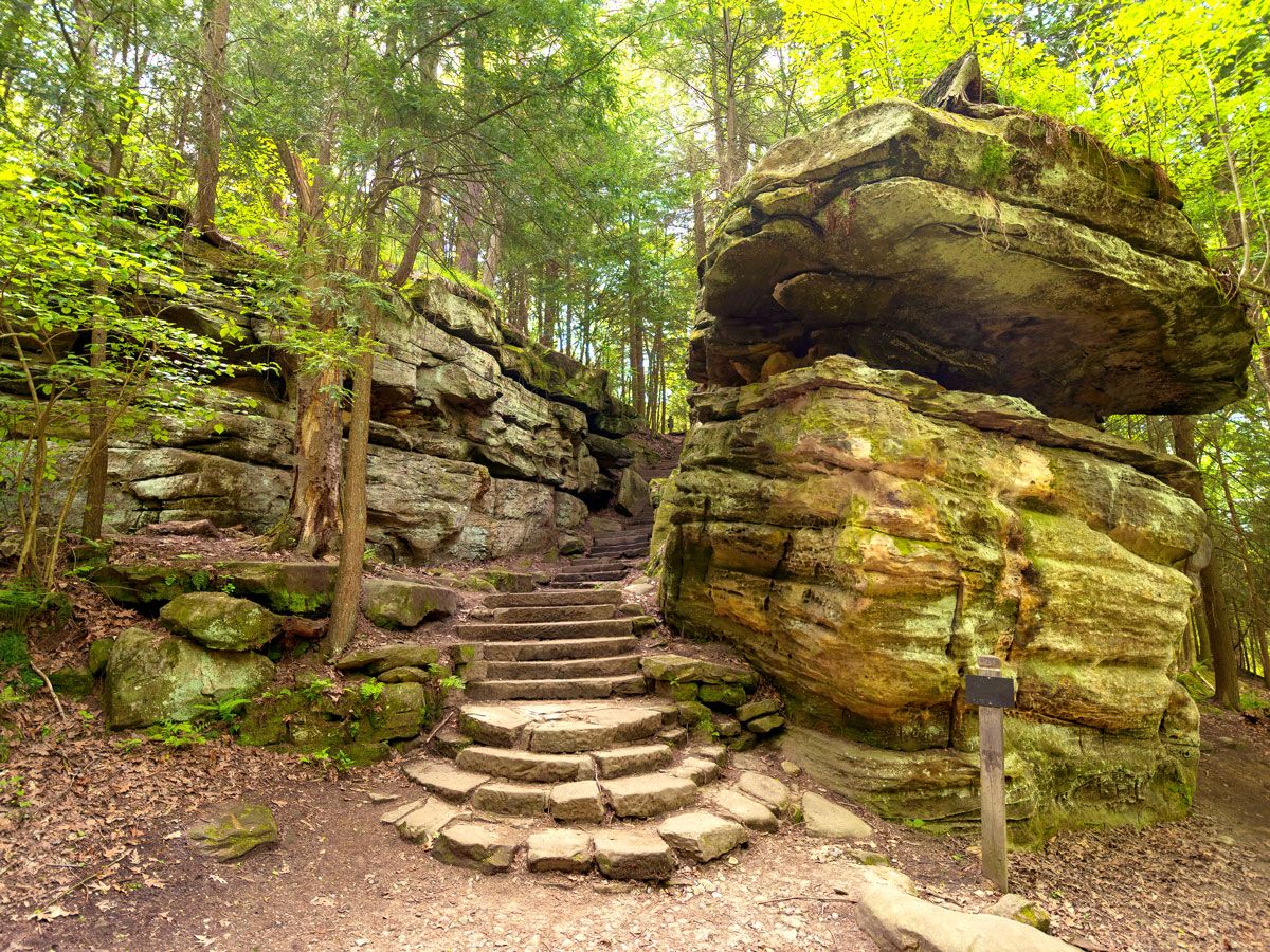 Steps up the Ledges in Cuyahoga National Park in Ohio