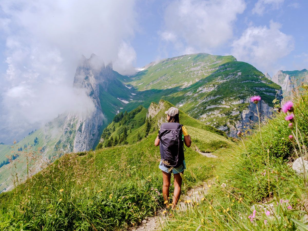 Hiker in the Swiss Alps