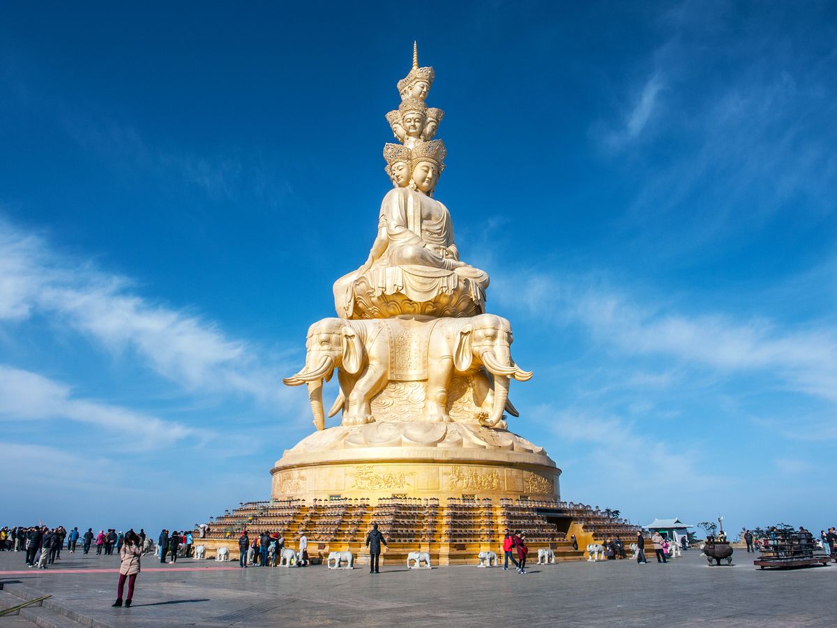 Statue of Samantabhadra at the Golden Summit of Mount Emei in China