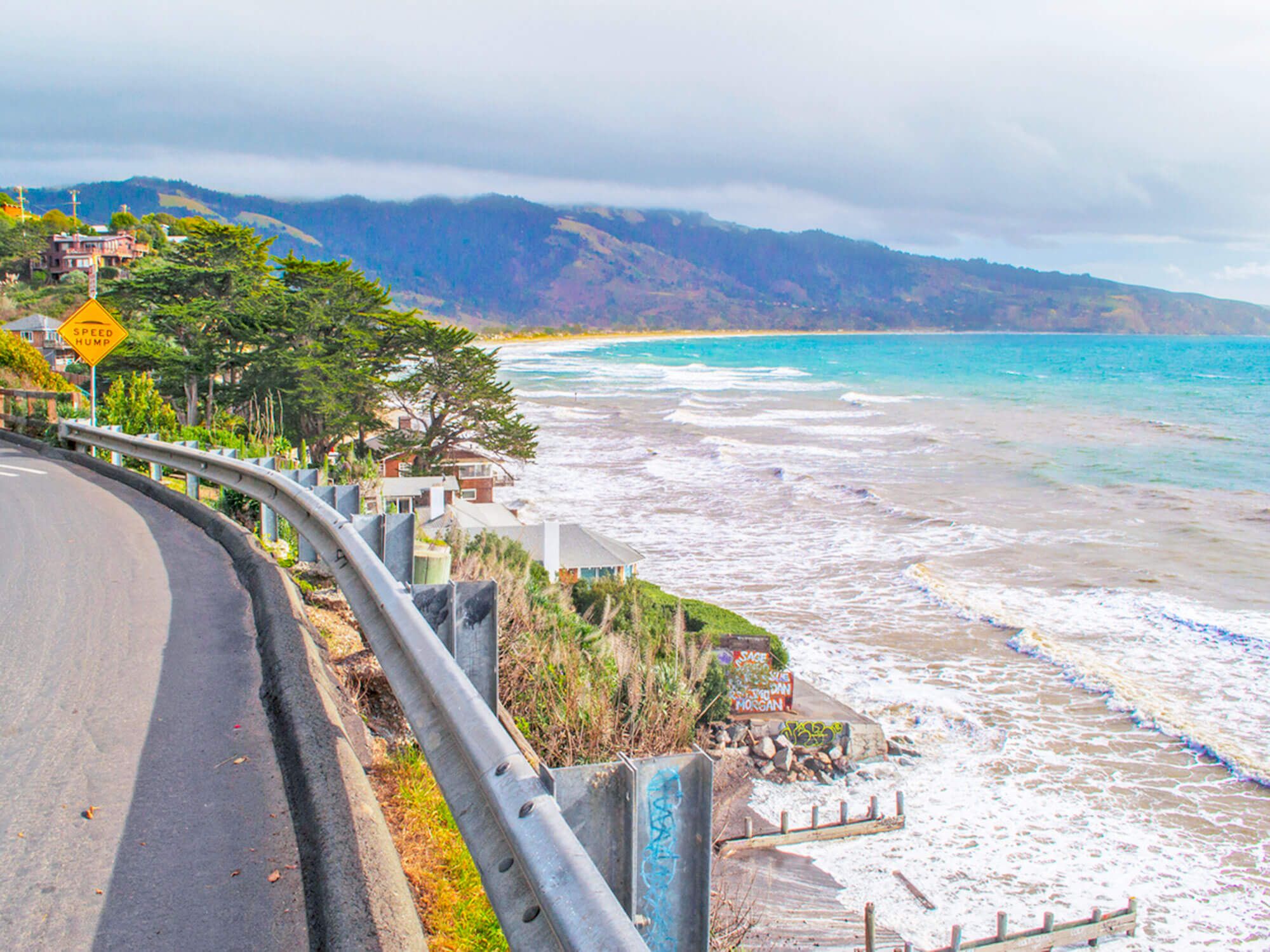 Highway along coast of Bolinas, California