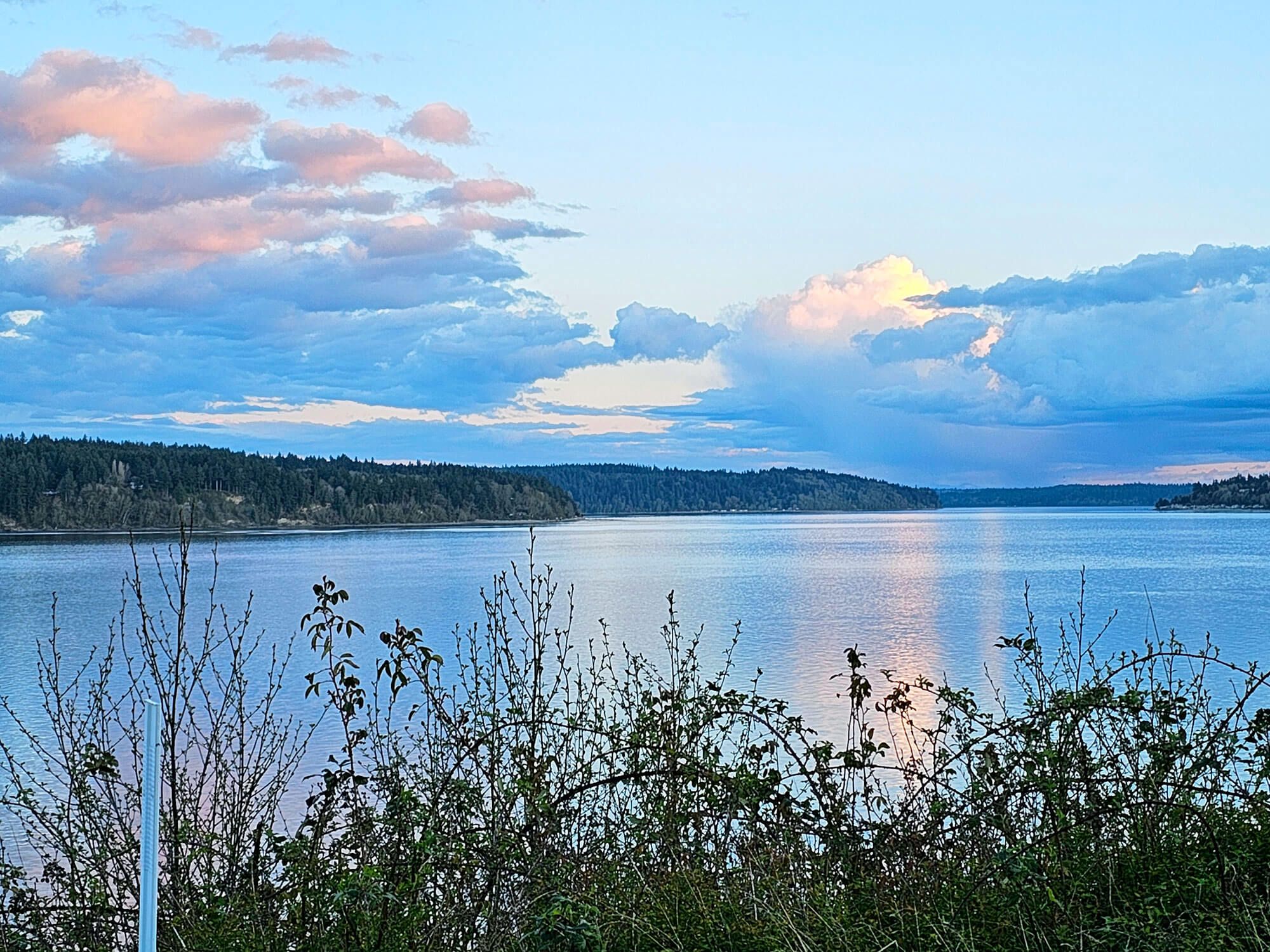 Sunset over coastline of Olalla, Washington