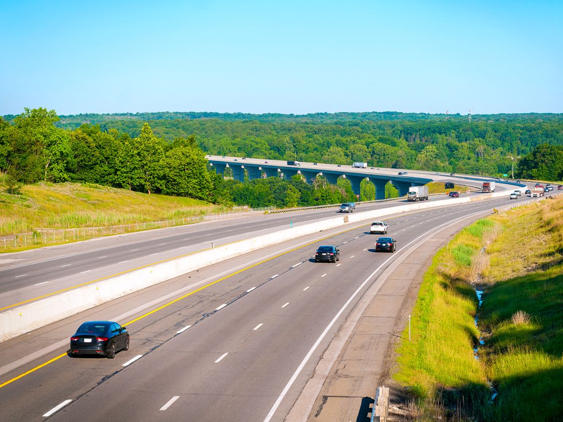 Traffic on Interstate 80, seen from above