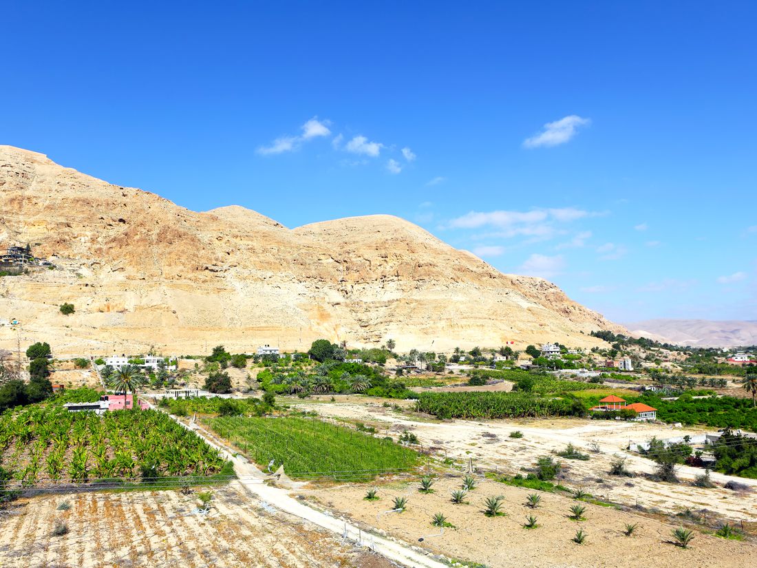 Farmland next to sandy hill in Jericho, West Bank