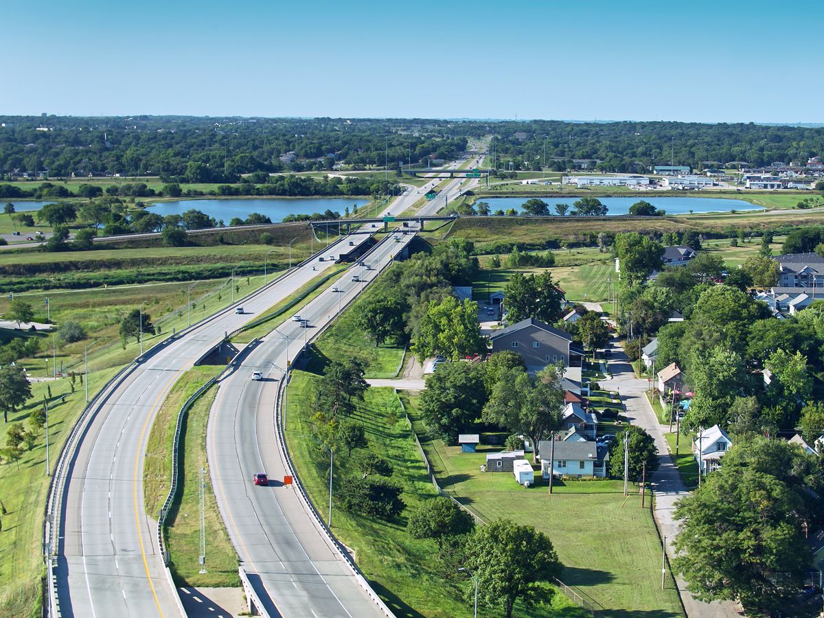 Aerial view of U.S. Route 80
