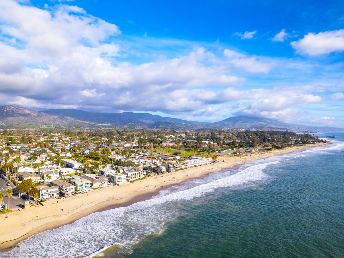 Aerial view of Santa Barbara, California, coastline