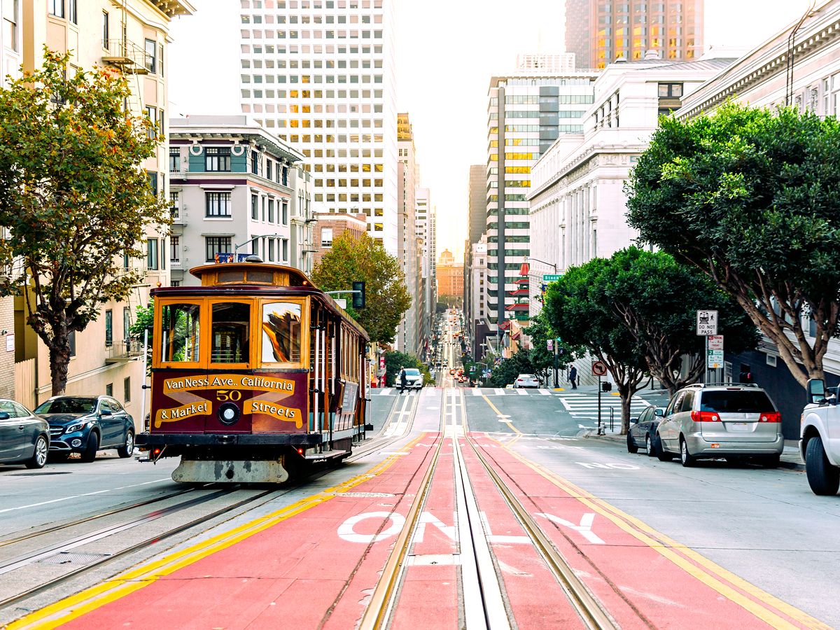 Cable car on San Francisco street
