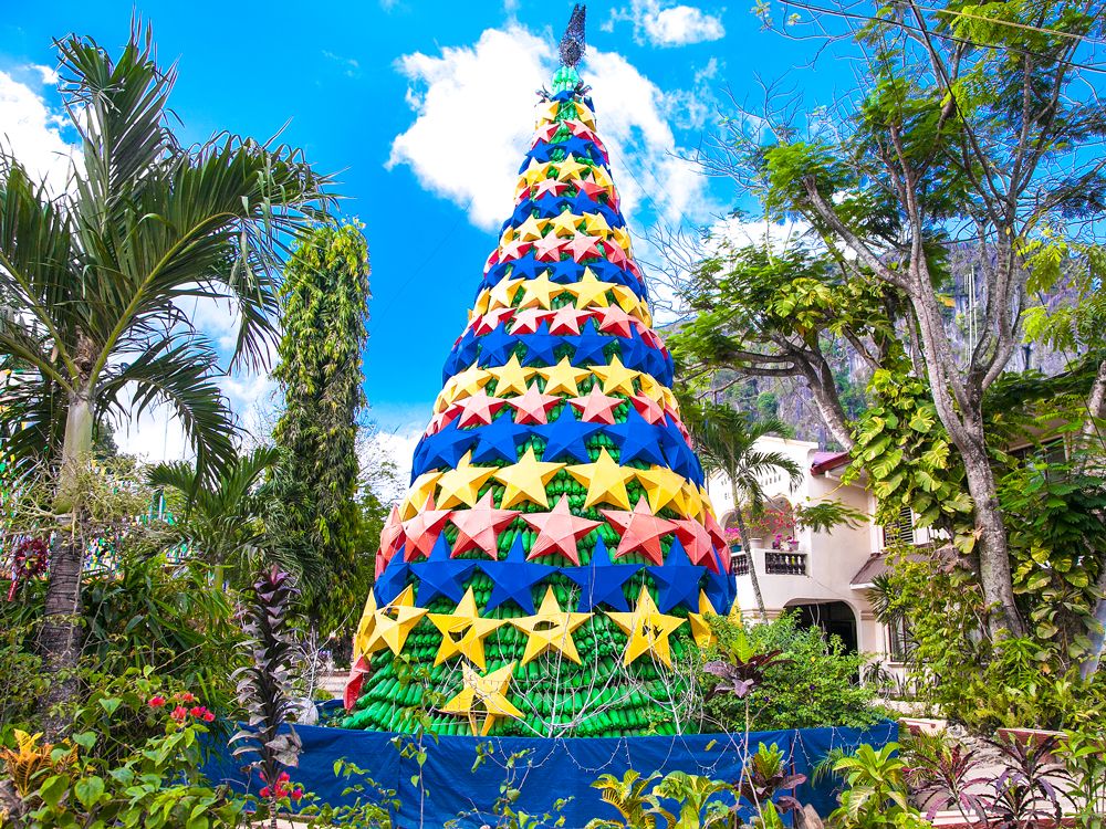 Decorated Christmas tree in the Philippines 