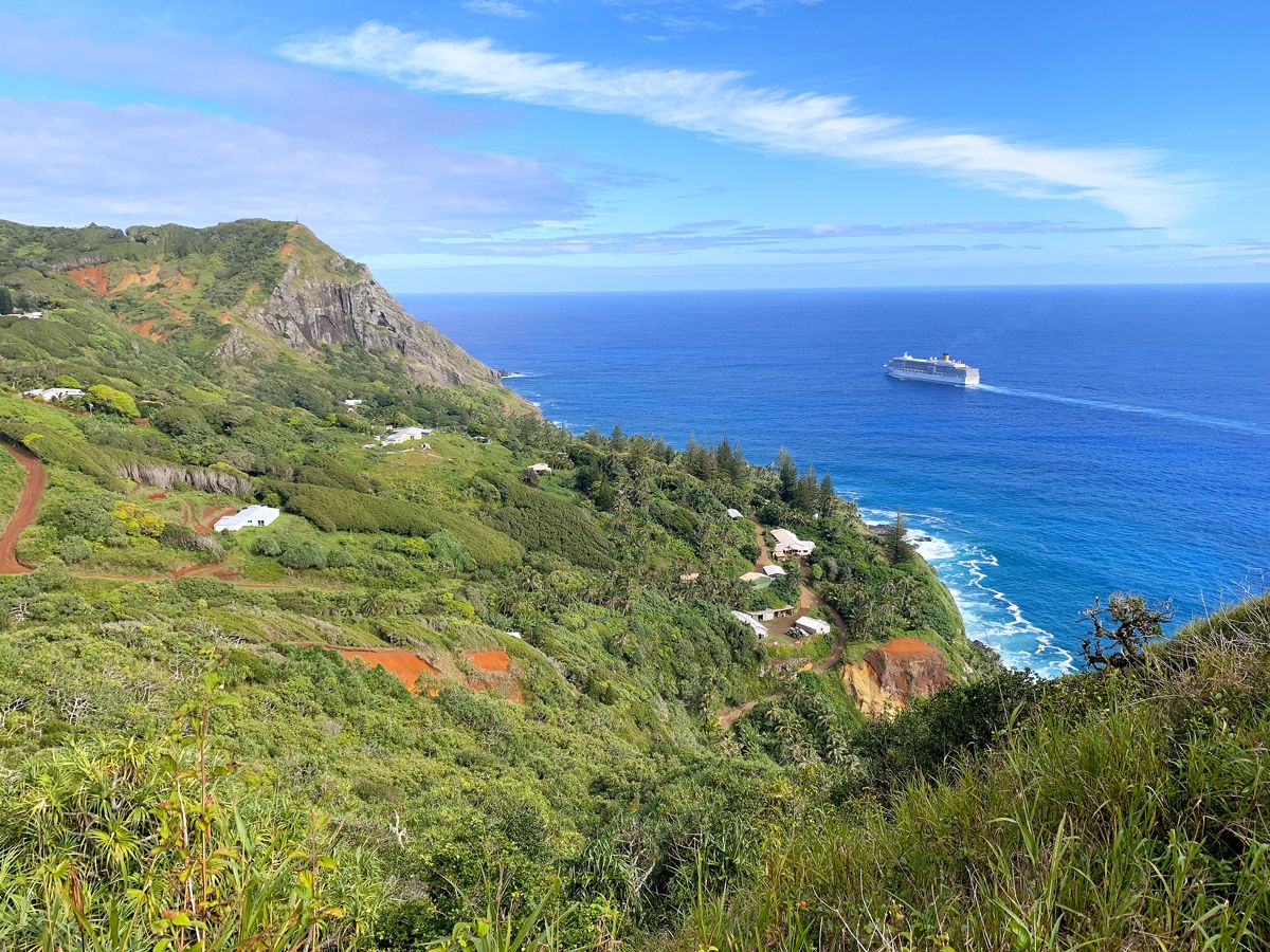 Cruise ship off the coast of Pitcairn Island