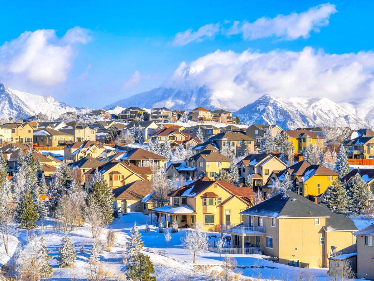 Homes in snowy Utah mountain community