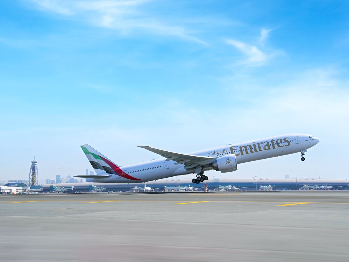 Emirates Boeing 777 departing Dubai