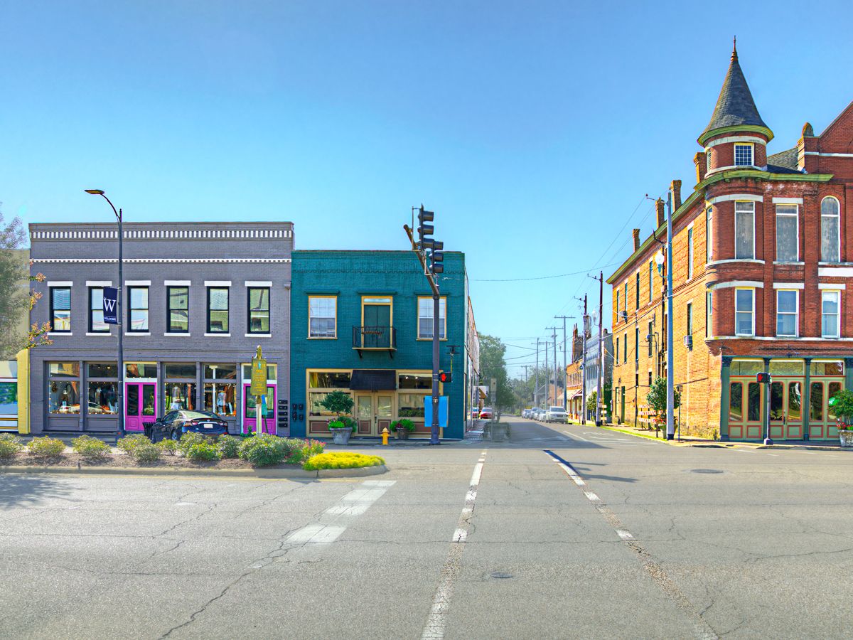 Street corner in Columbus, Mississippi