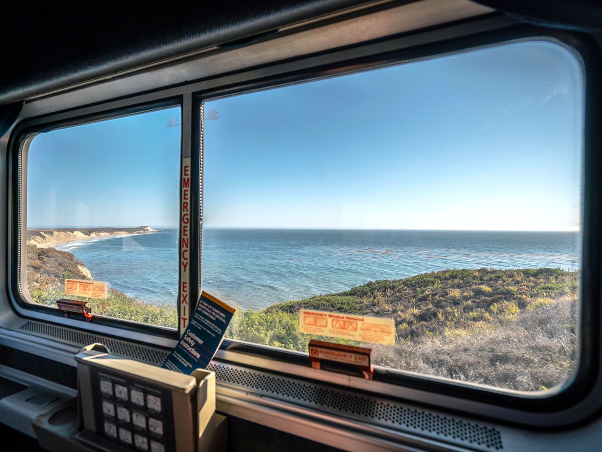 Coastal views out of Amtrak train window