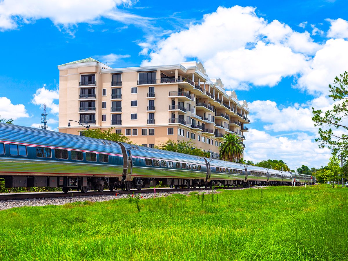 Amtrak train passing through Kissimmee, Florida