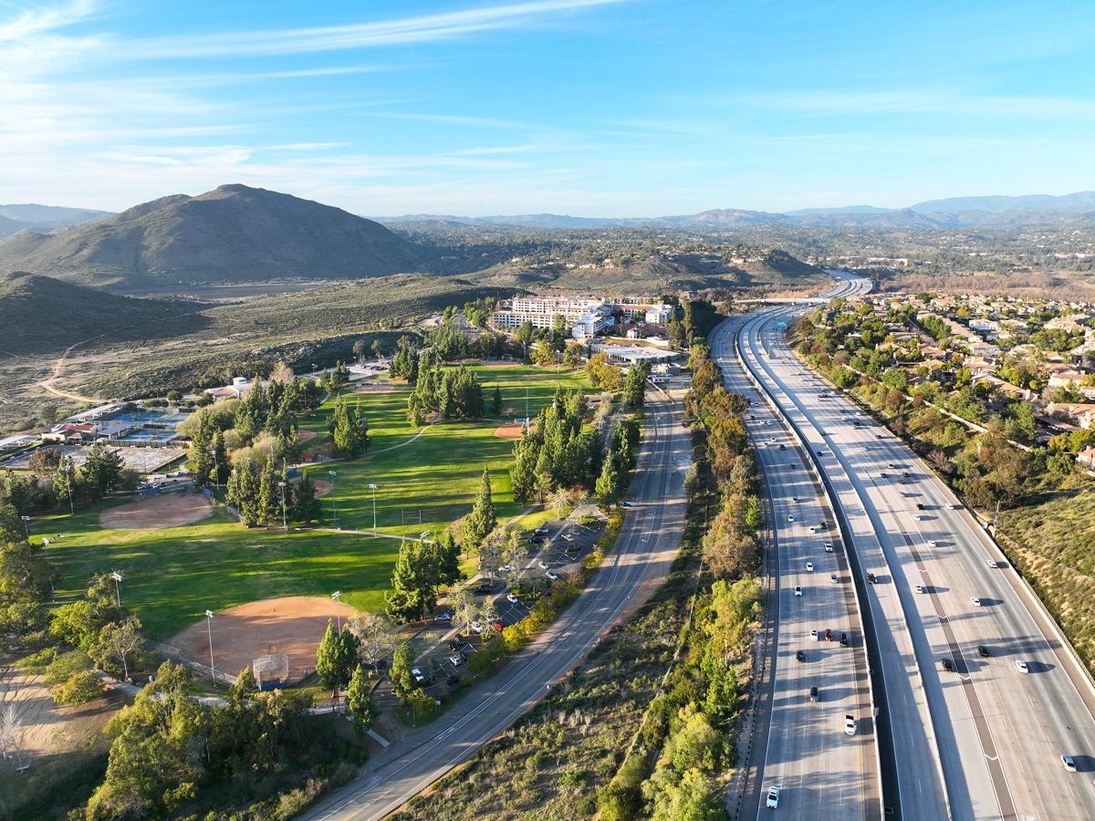 Aerial view of I-15 in San Diego, California