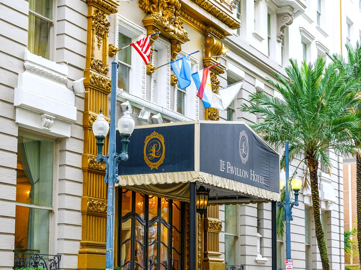 Entrance to Le Pavilion Hotel in New Orleans, Louisiana