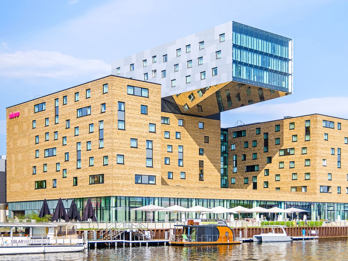 Waterfront setting of Hotel nhow in Berlin, Germany