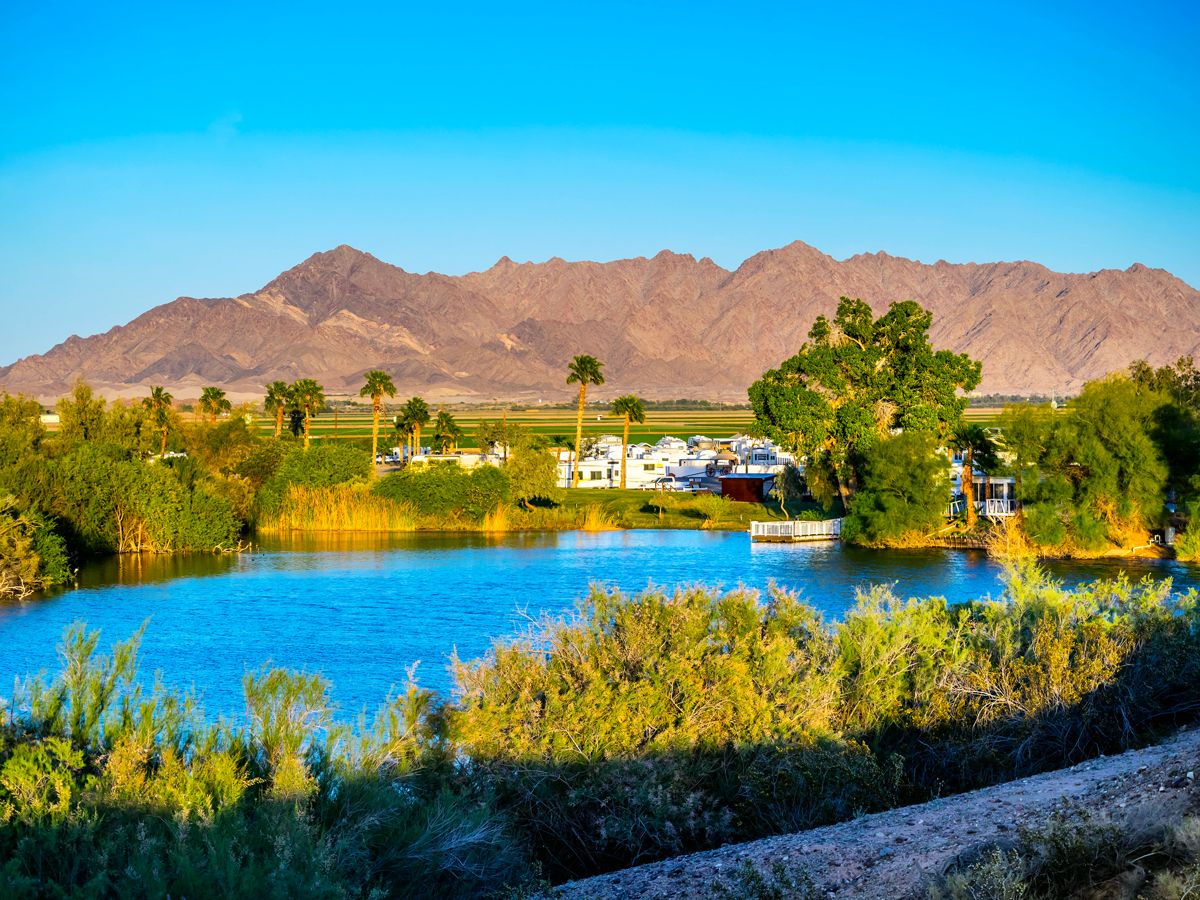 Lake and mountains in Yuma, Arizona