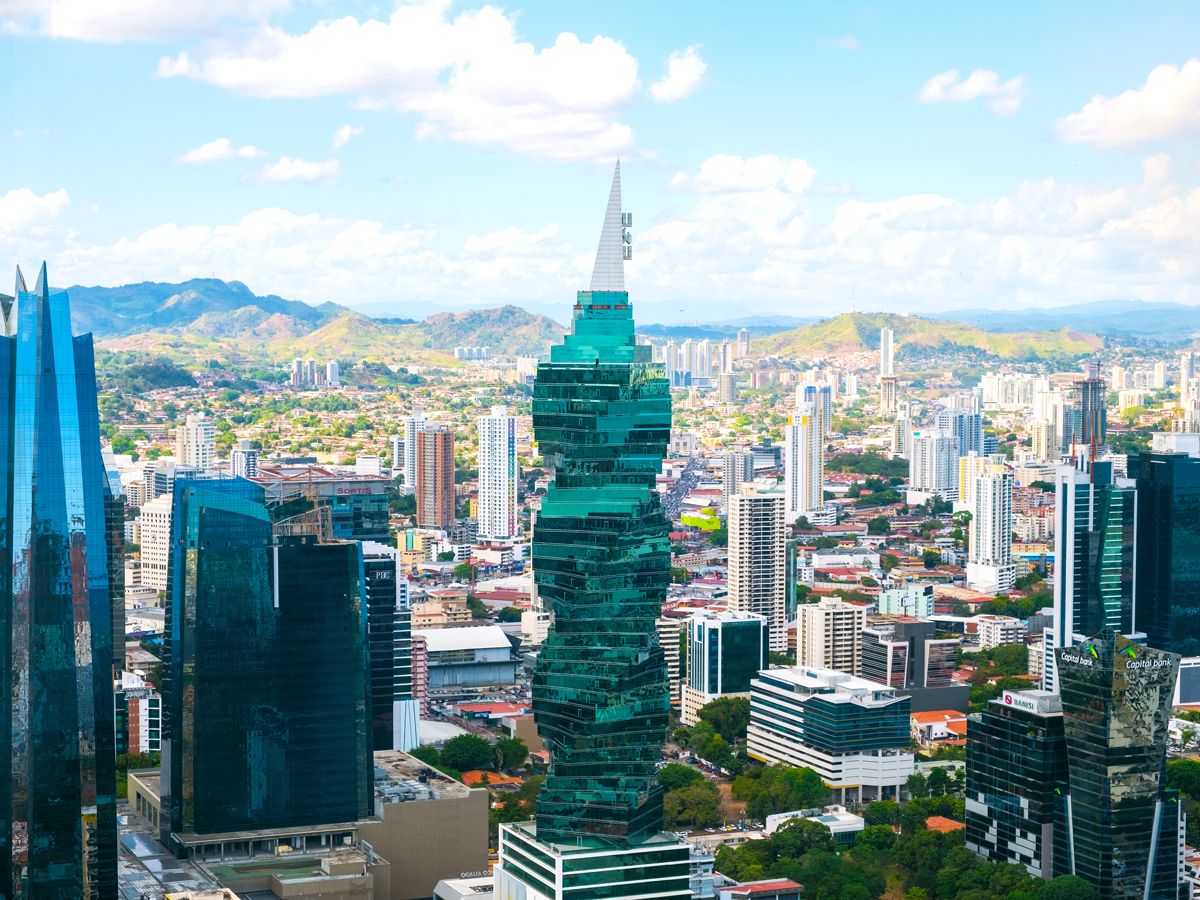 Twisted emerald facade of the F&F Tower in Panama City