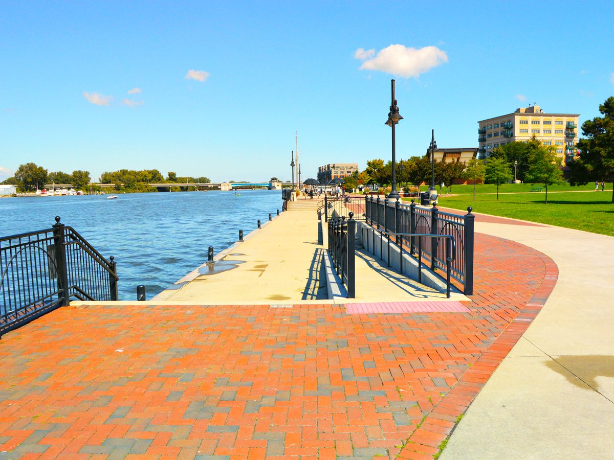 Waterfront path in Bay City, Michigan