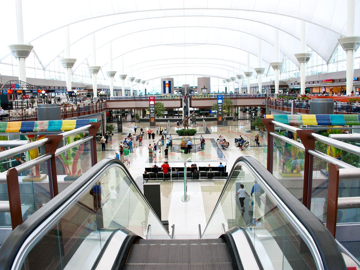 Interior of terminal building at Denver International Airport