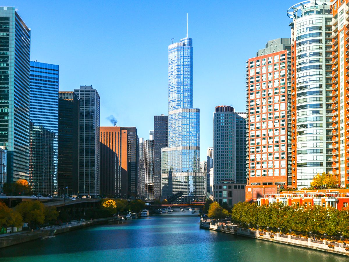 View of Trump International Hotel and Tower from Chicago River