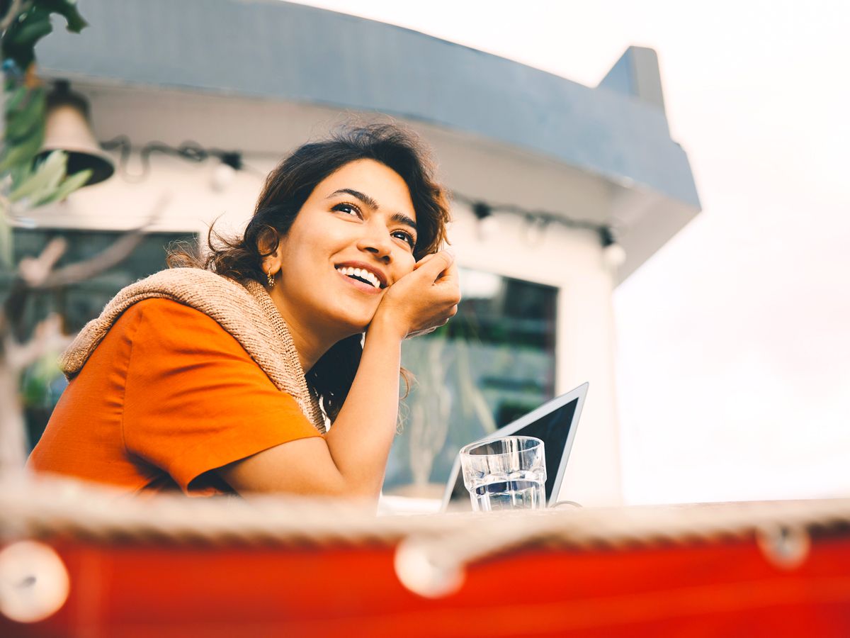 Woman riding on houseboat
