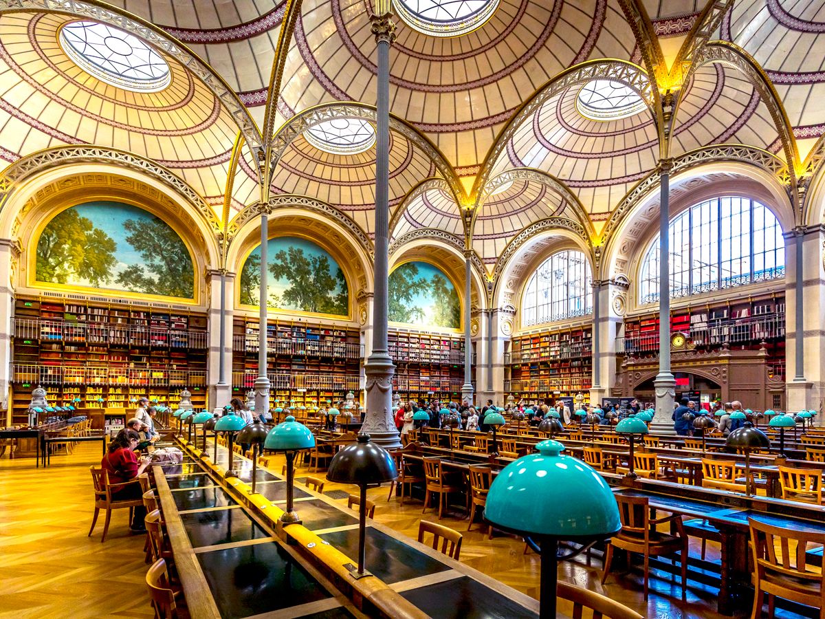 Reading room inside the National Library of France in Paris