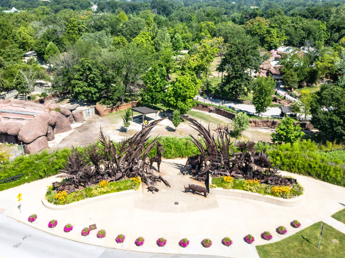 Aerial view of exhibits at the St. Louis Zoo