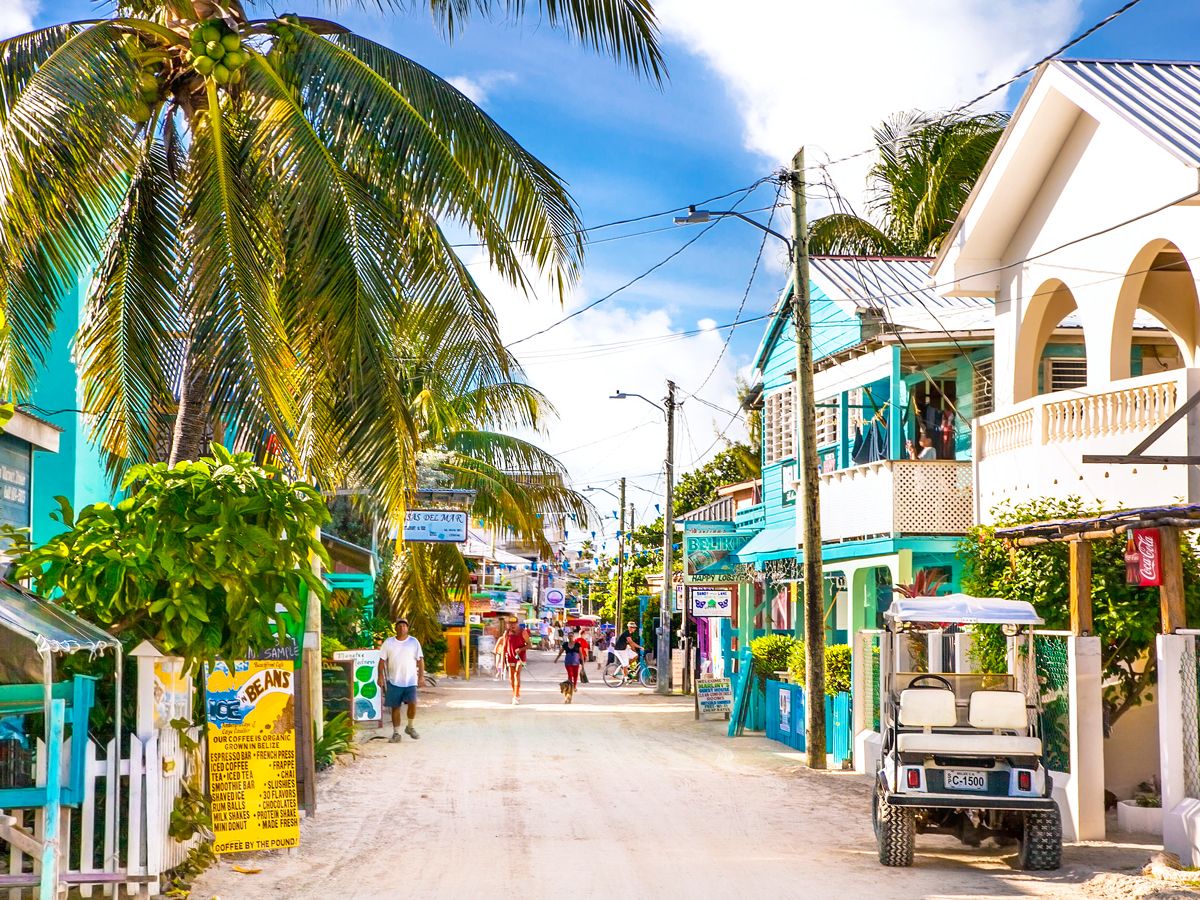 Commercial street on Caye Caulker in Belize