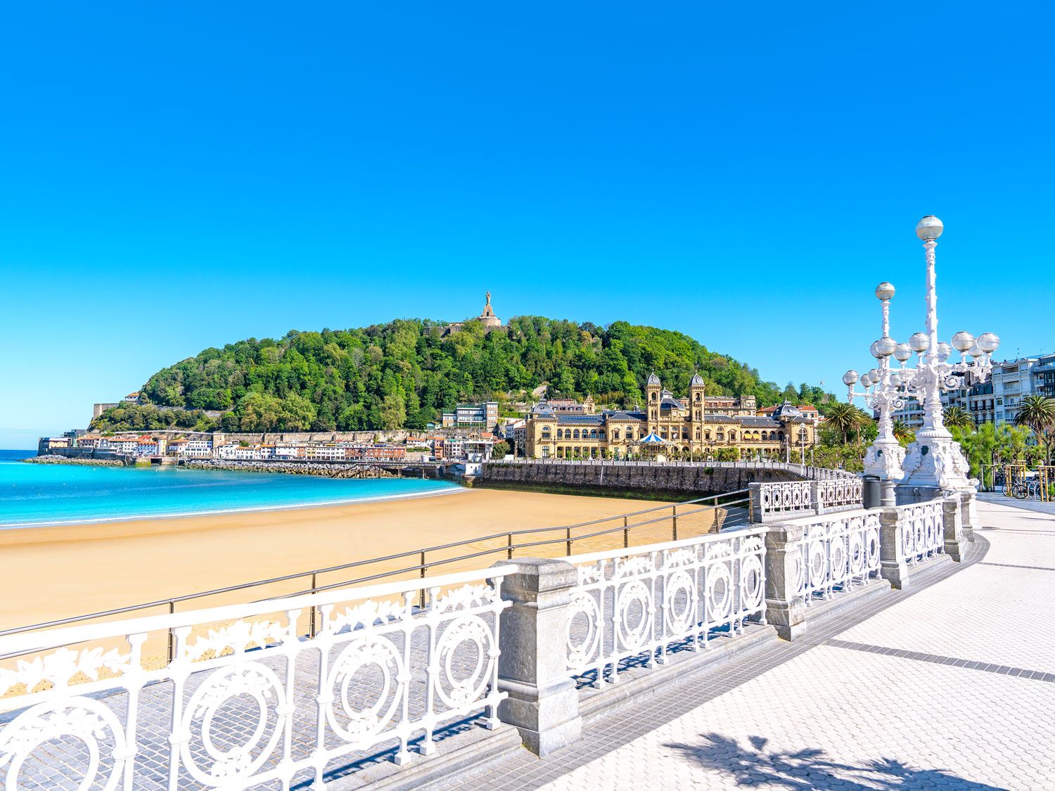 Seaside boardwalk in San Sebastian, Spain