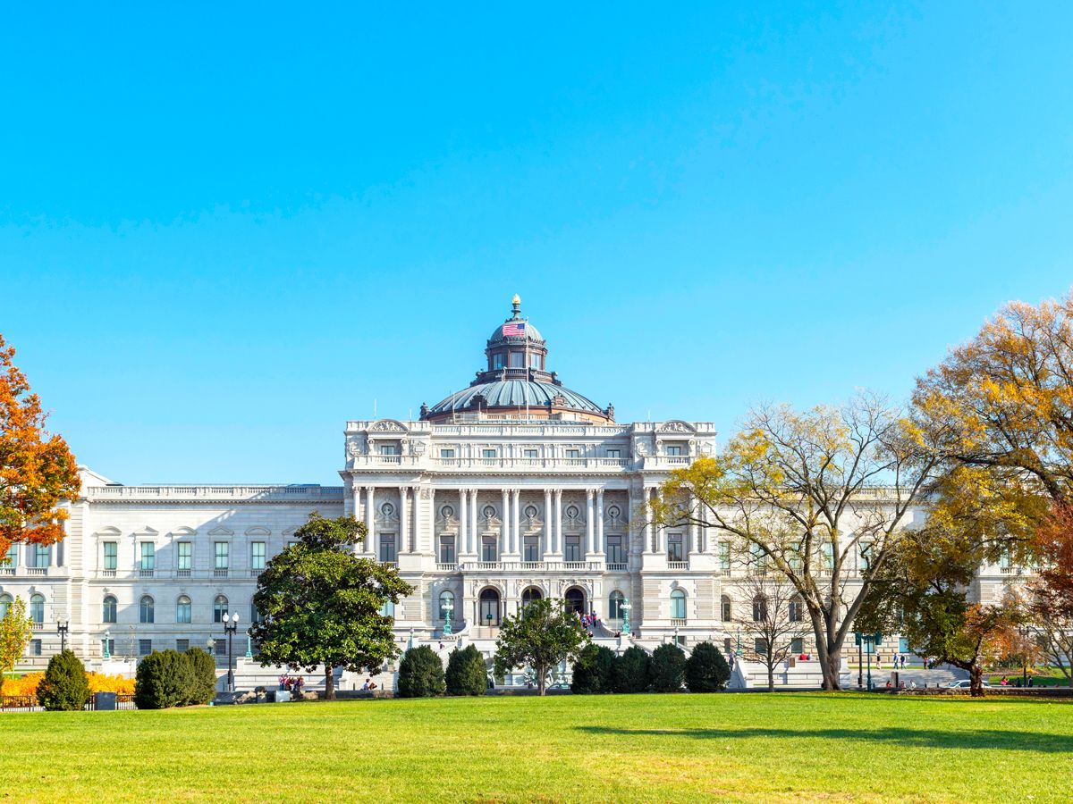 Grass lawn facing the Library of Congress in Washington, D.C.