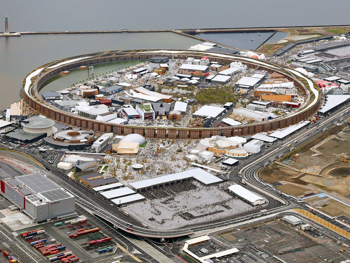 Aerial view of the Grand Ring in Osaka, Japan