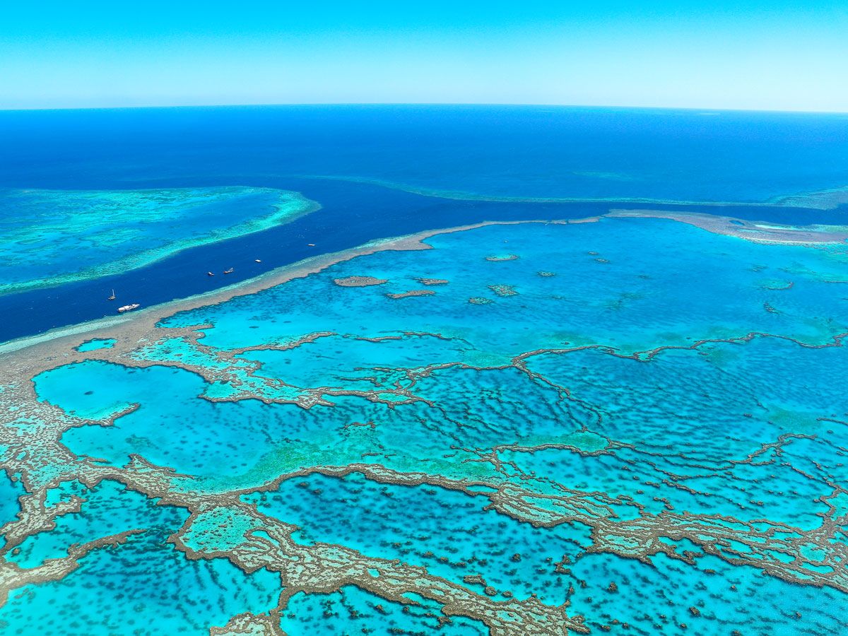 Aerial view of the Great Barrier Reef in Australia