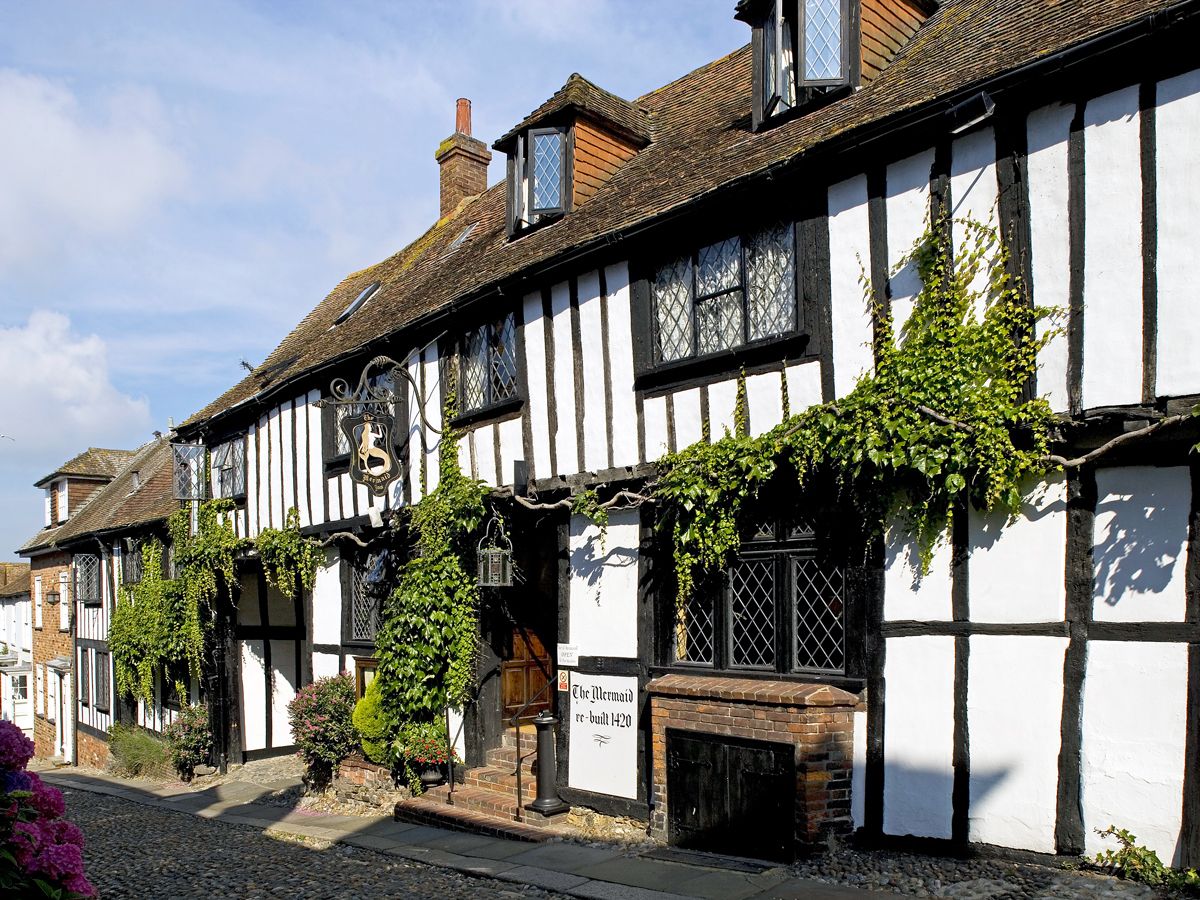 Exterior of the Mermaid Inn in Sussex, England