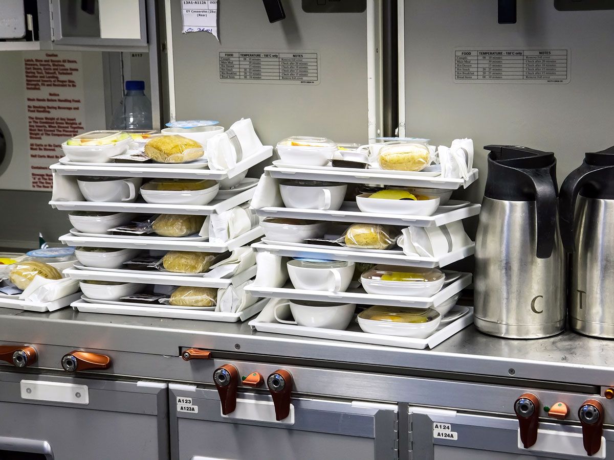 Meal trays in aircraft galley