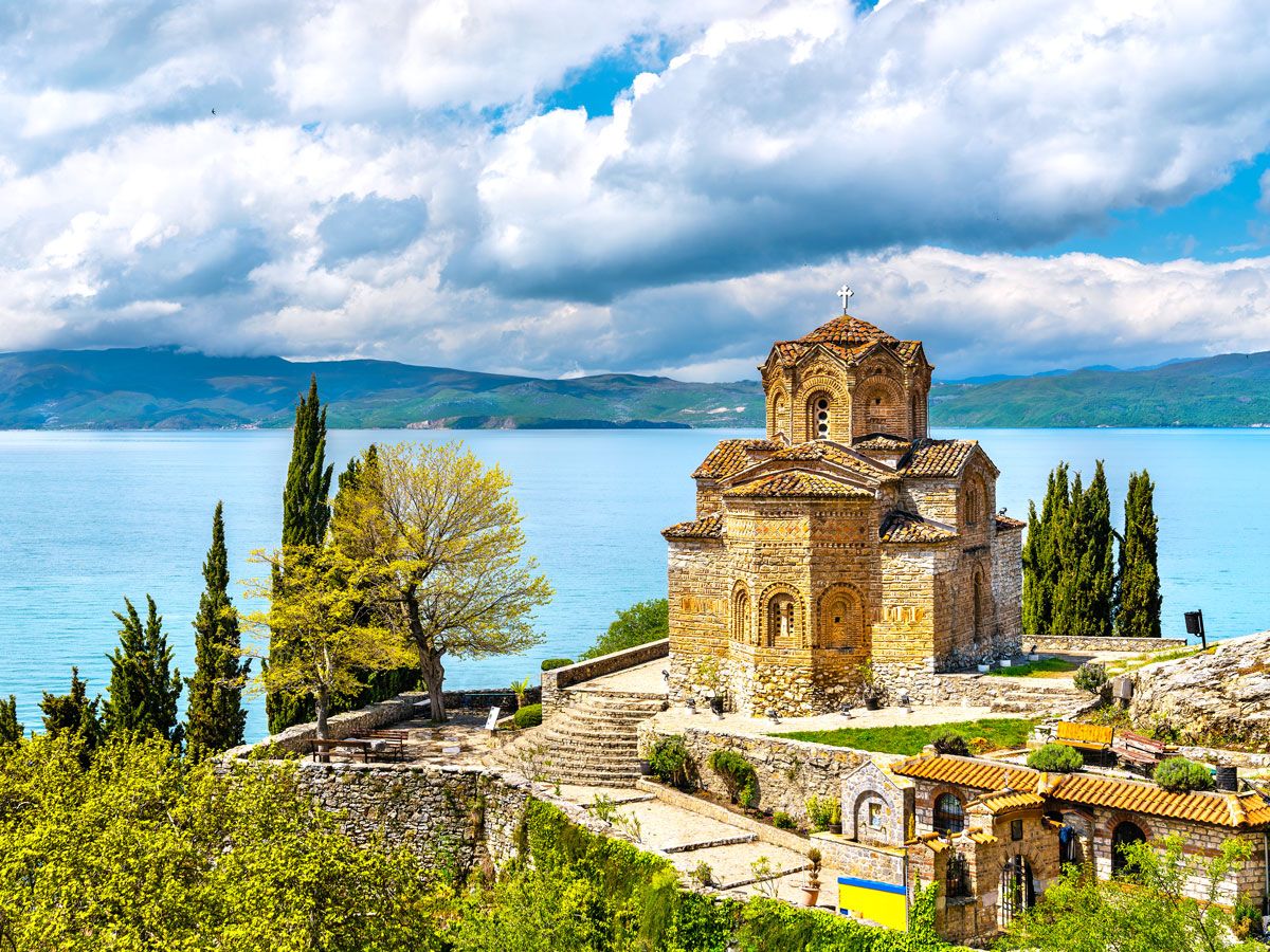 Church of St. John at Kaneo, overlooking the sea in Ohrid, North Macedonia