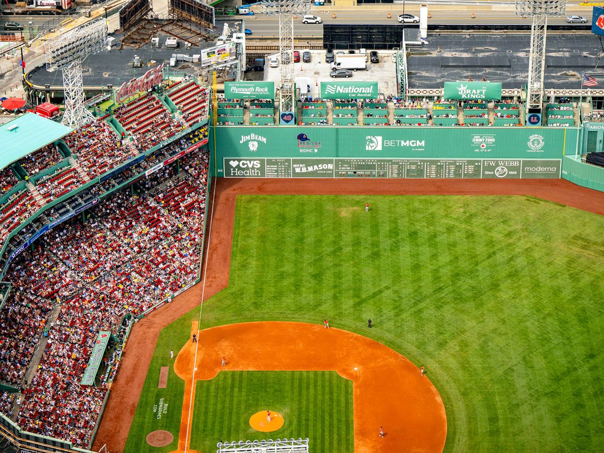 Aerial view of Fenway Park in Boston, Massachusetts
