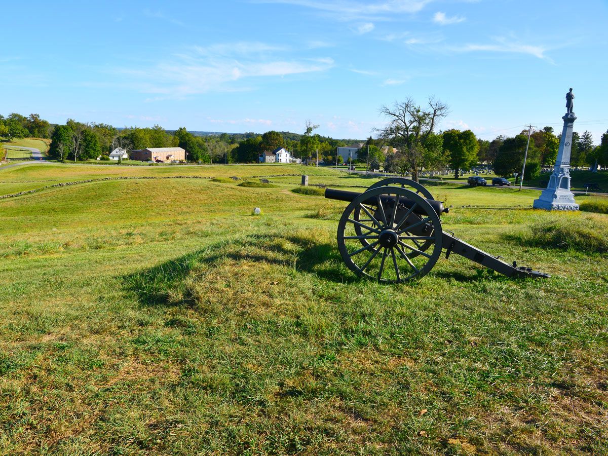 Battlefield monument in Gettysburg, Pennsylvania
