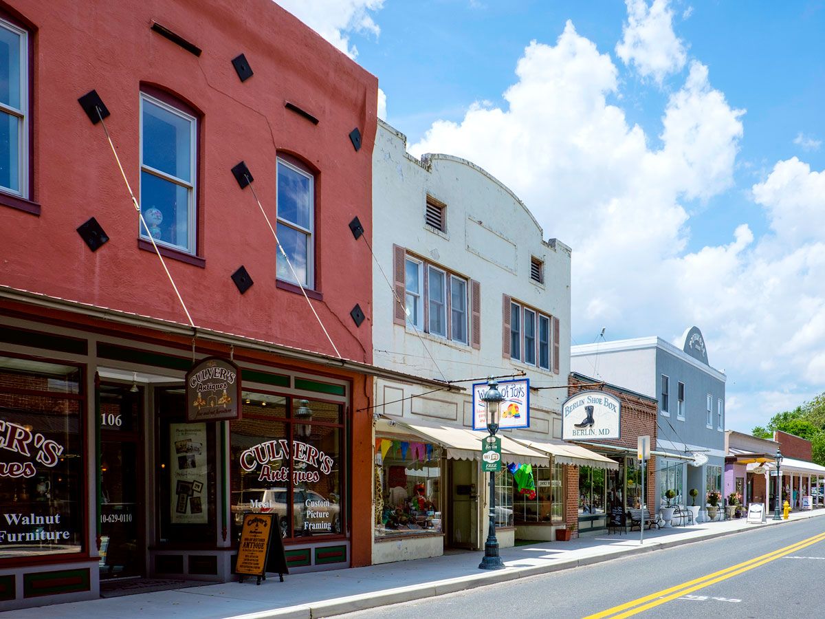 Shops on Main Street in Berlin, Maryland