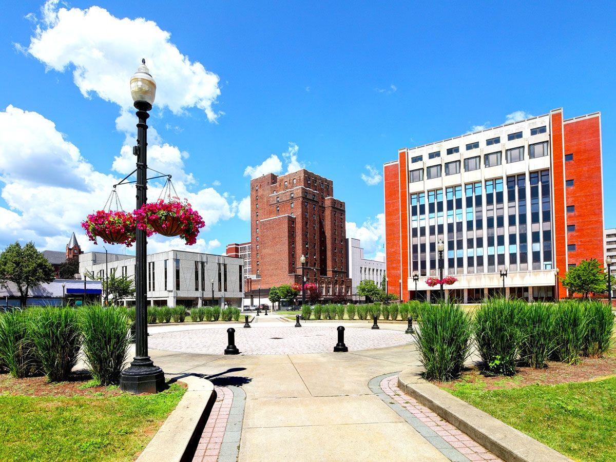 Public plaza in Bridgeport, Connecticut