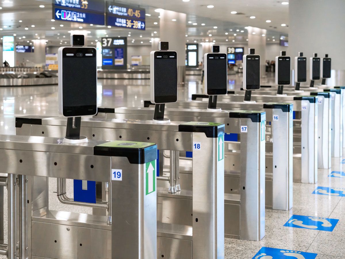 Biometric screening gates at airport