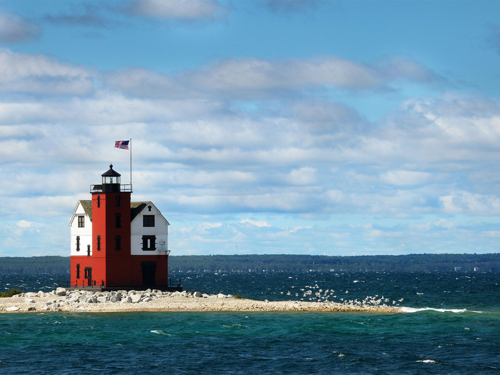 Lighthouse on the Great Lakes in Michigan