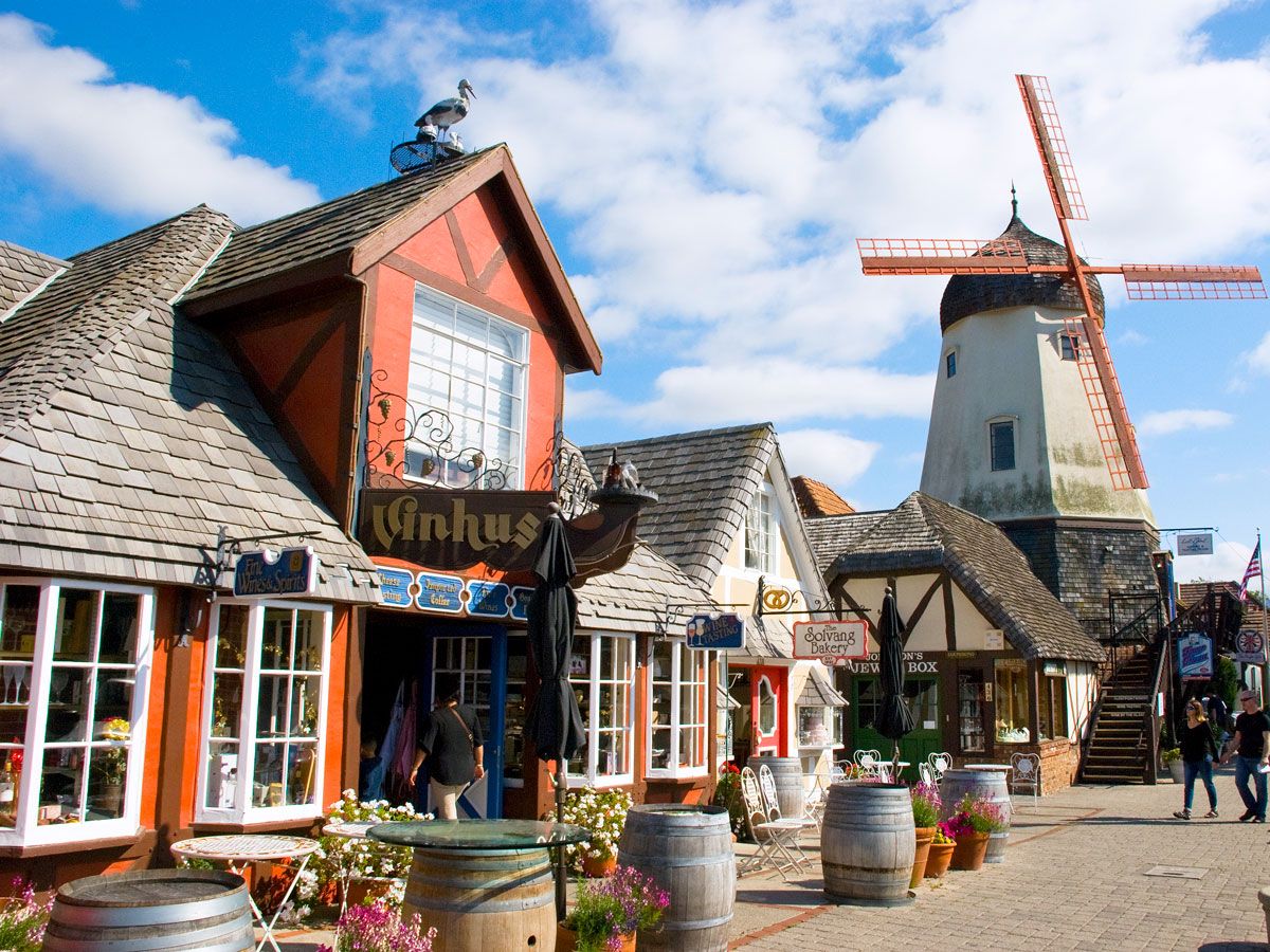 Windmill and Danish-inspired architecture in Solvang, California