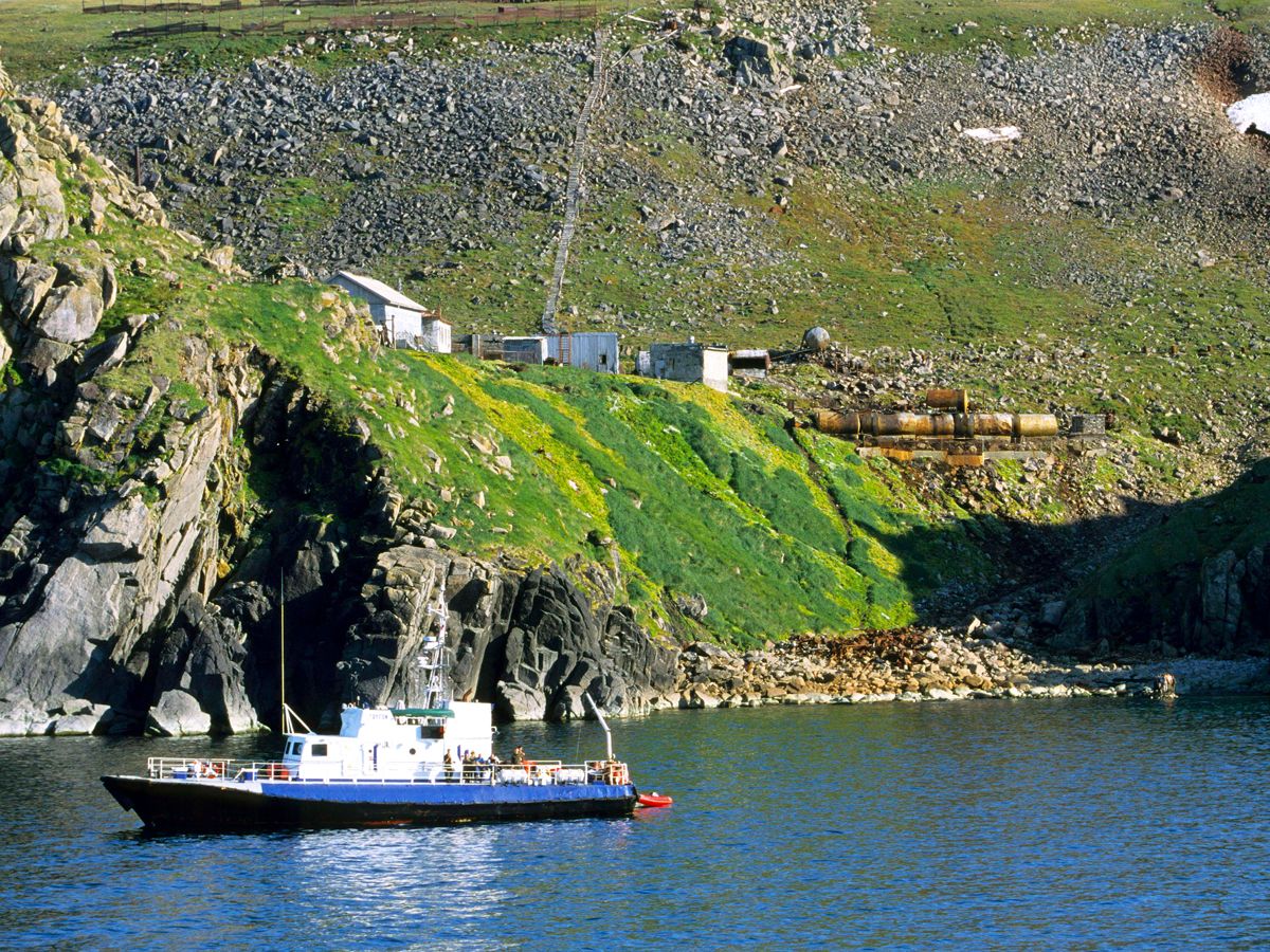 Ship off the coast of Big Diomede, Russia