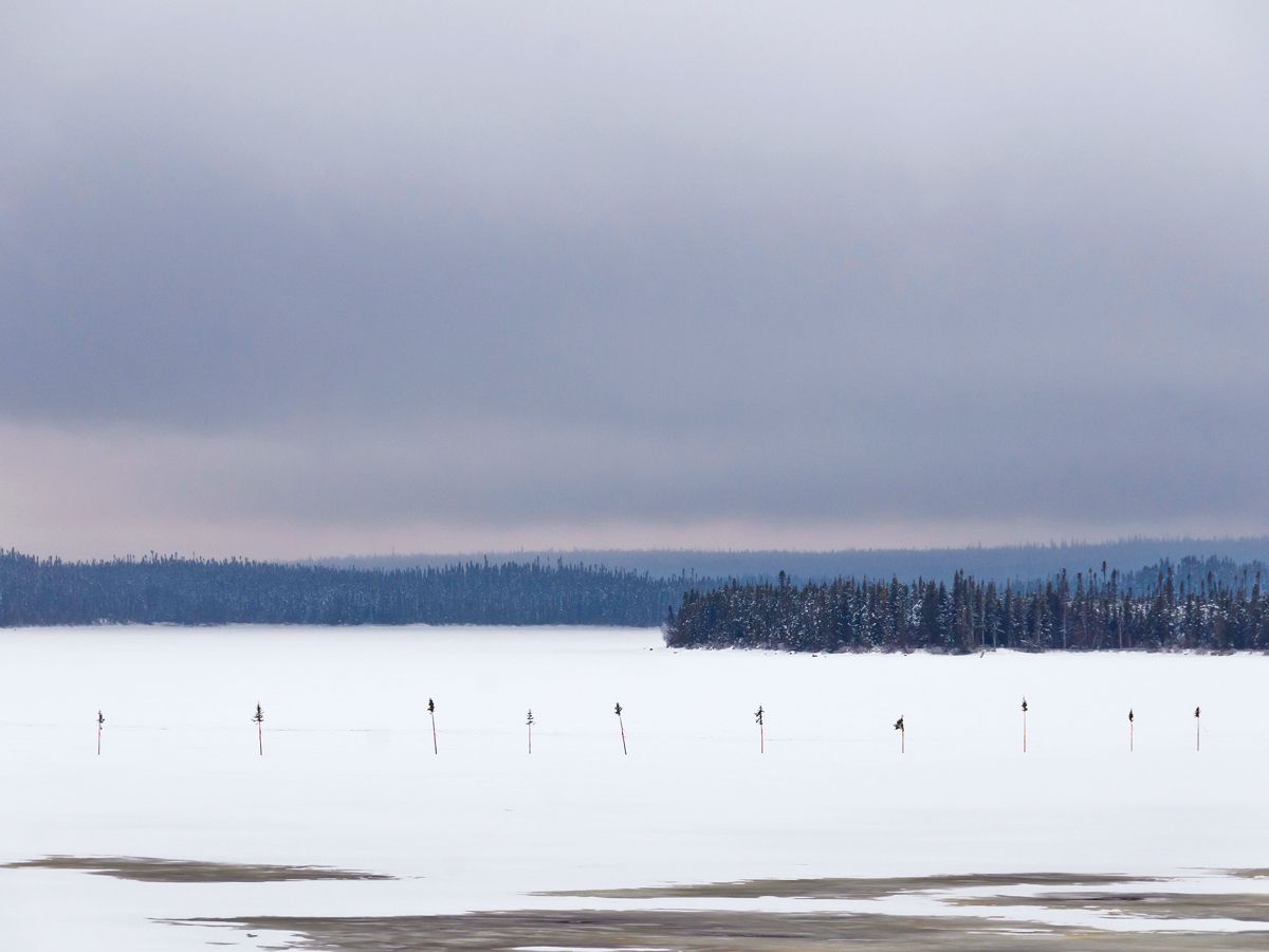 Frozen Mistissini James Bay in Quebec, Canada