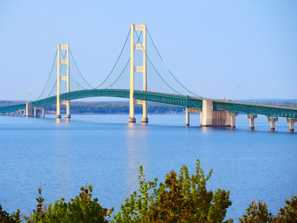 Mackinac Island Bridge spanning Straits of Mackinac
