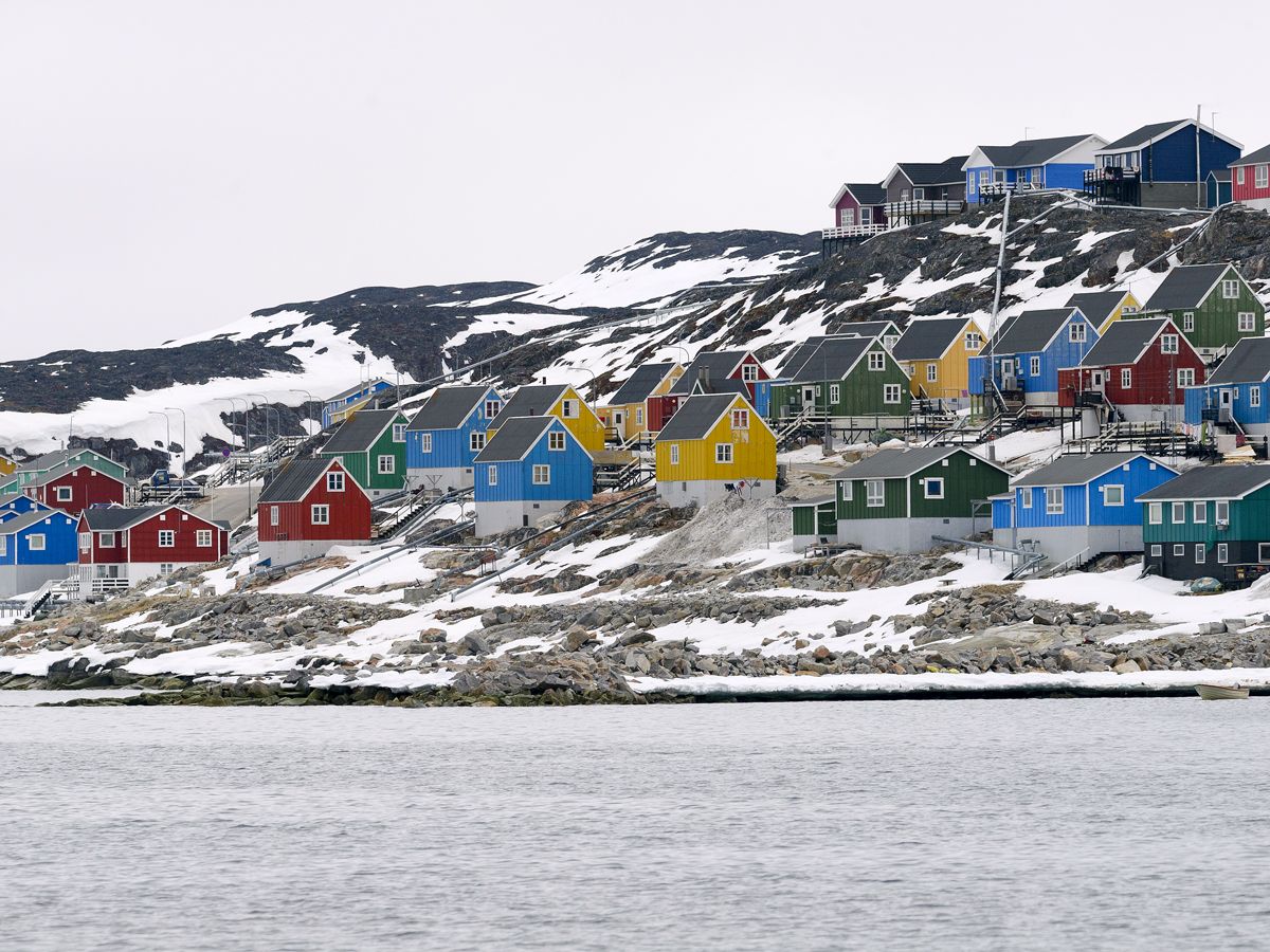 Colorful houses by the sea in Aasiaat, Greenland
