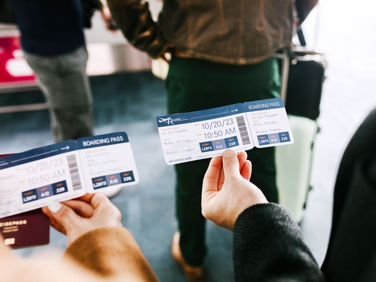 Passengers holding boarding passes
