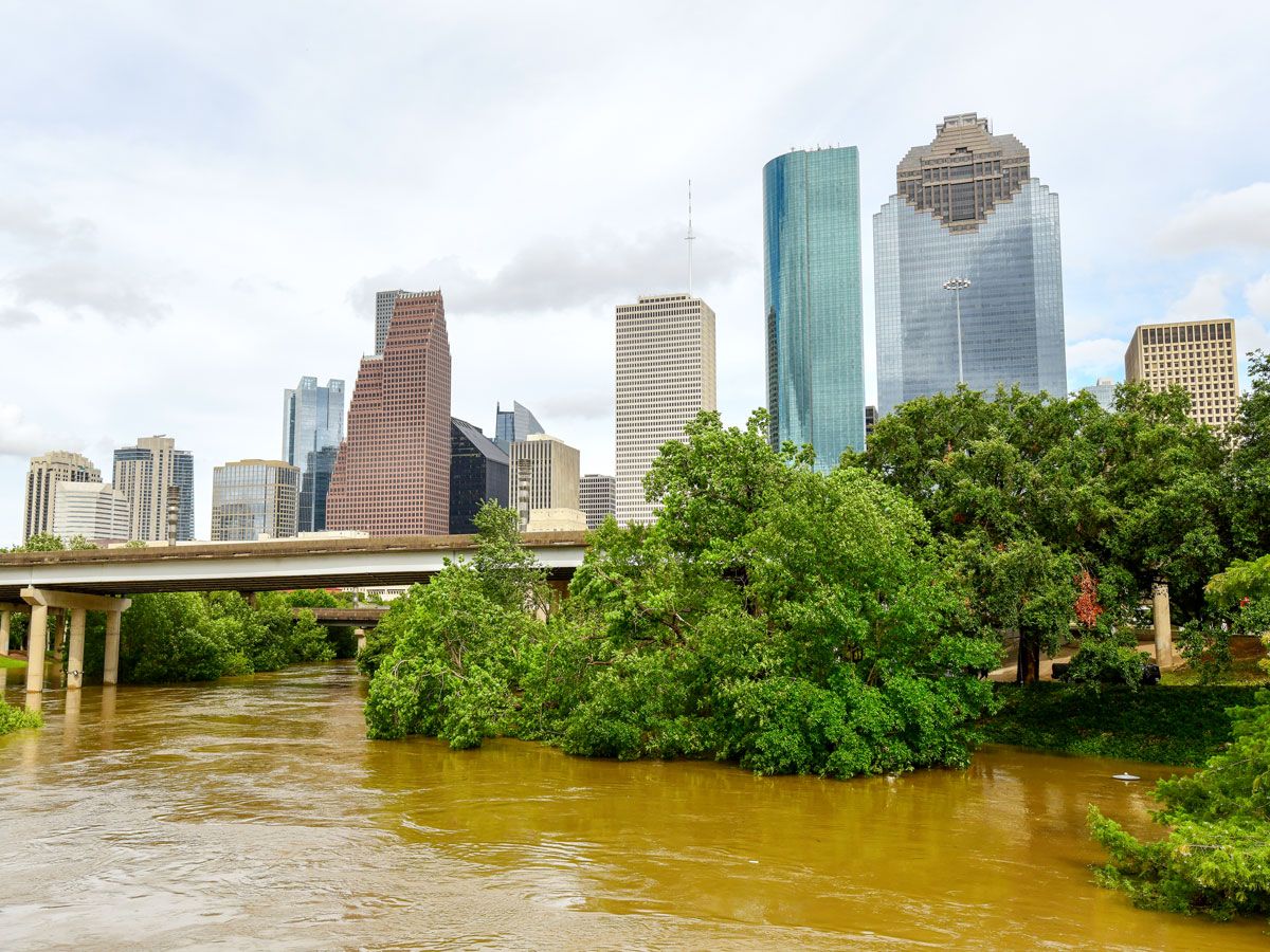 Flooding in downtown Houston, Texas